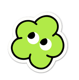 Character sticker on green notebook